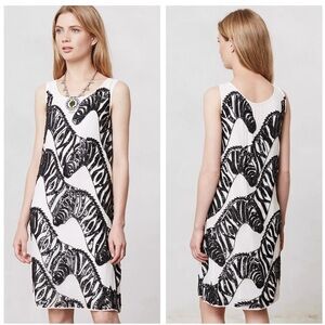 Anthropologie Black and White Zebra-Print Mini Dress